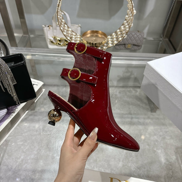 D-Idole Heeled Ankle Boot In Red Glossy Lambskin 996442