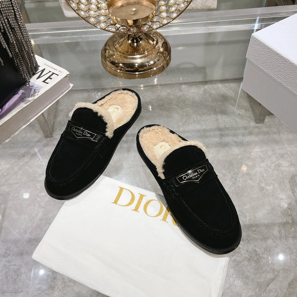 CD Boy Mule In Black Suede With Fleece Lining 996448