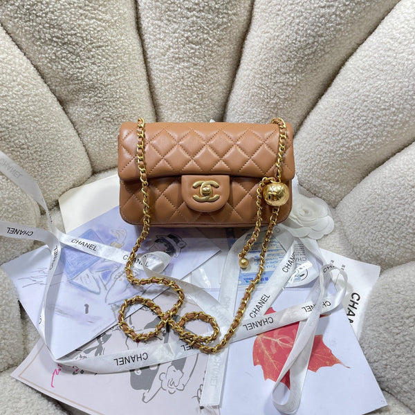 CC 26s Flap Bag 20 In Brown Lambskin