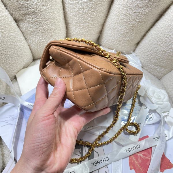 CC 26s Flap Bag 20 In Brown Lambskin