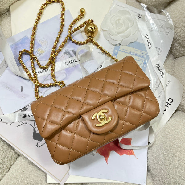 CC 26s Flap Bag 20 In Brown Lambskin