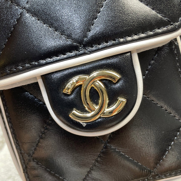 CC 25 Mini Handbag 22cm Black White Quited Lamnskin