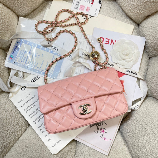 CC 26s Flap Bag 20 In Pastel Pink Lambskin