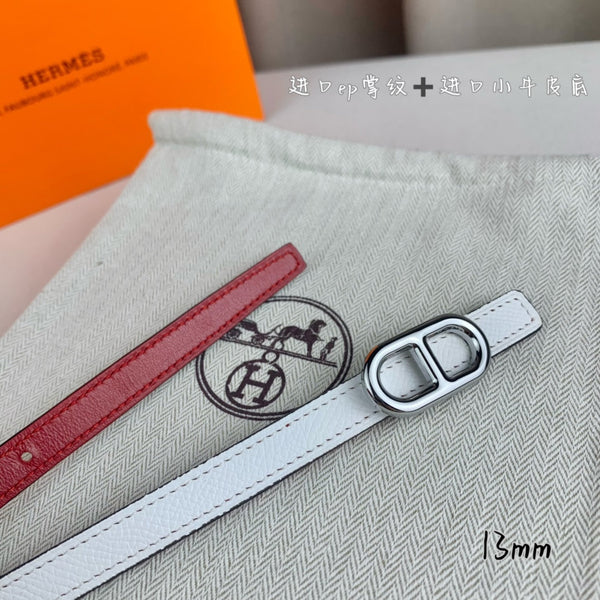 CINTURA HM MAILLON H CON FIBBIA E CINTURINO REVERSIBILE IN PELLE BIANCA 13 MM, FERRAMENTA IN ARGENTO