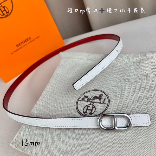 CINTURA HM MAILLON H CON FIBBIA E CINTURINO REVERSIBILE IN PELLE BIANCA 13 MM, FERRAMENTA IN ARGENTO