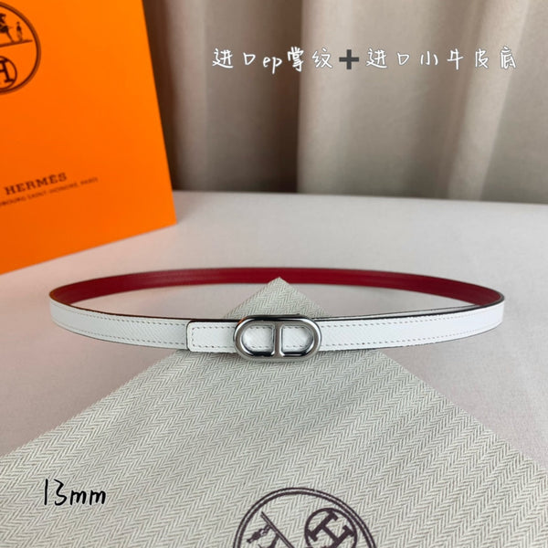 CINTURA HM MAILLON H CON FIBBIA E CINTURINO REVERSIBILE IN PELLE BIANCA 13 MM, FERRAMENTA IN ARGENTO