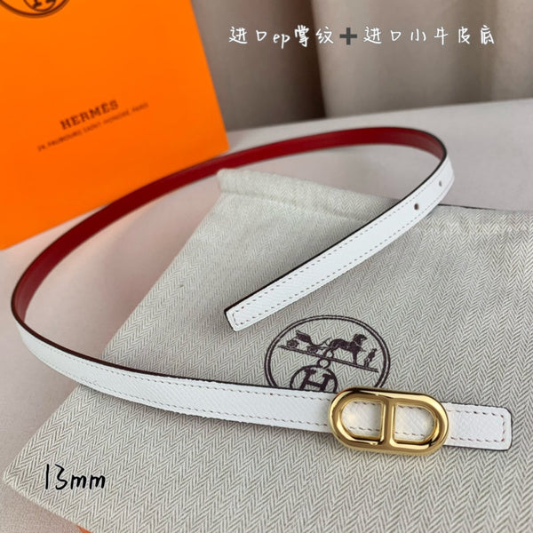 CINTURA HM MAILLON H CON FIBBIA E CINTURINO REVERSIBILE IN PELLE BIANCA 13 MM, FERRAMENTA ORO