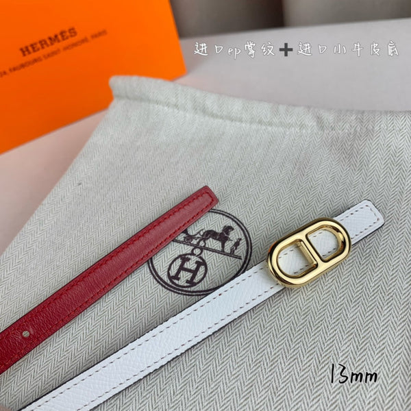 CINTURA HM MAILLON H CON FIBBIA E CINTURINO REVERSIBILE IN PELLE BIANCA 13 MM, FERRAMENTA ORO