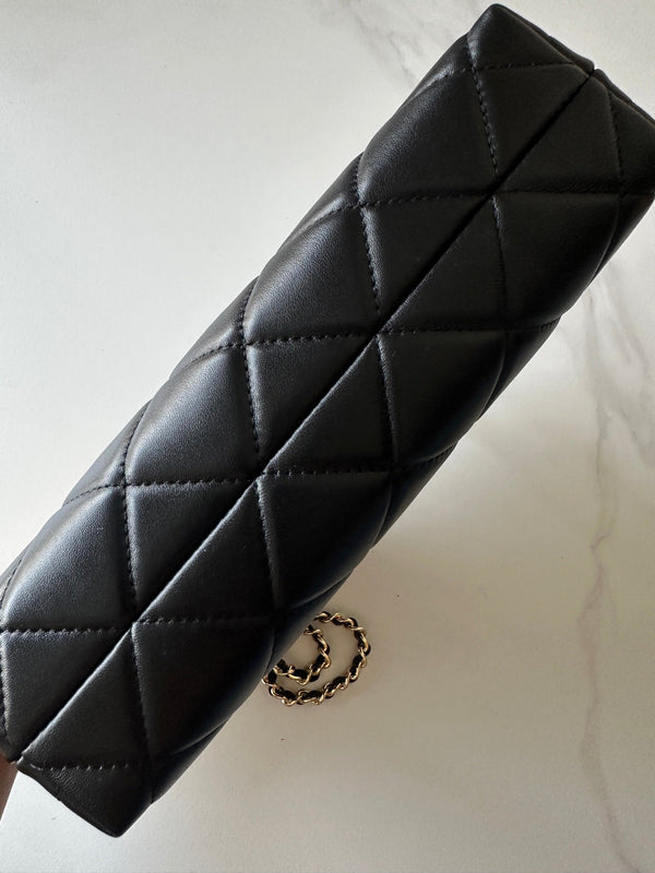 CC Mini Shopping Wine 24cm Black Quited Lambskin 292268