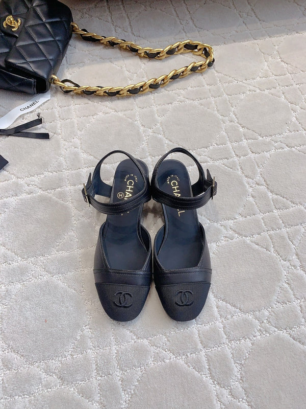 slingback in pelle di vitello nera e grosgrain nero