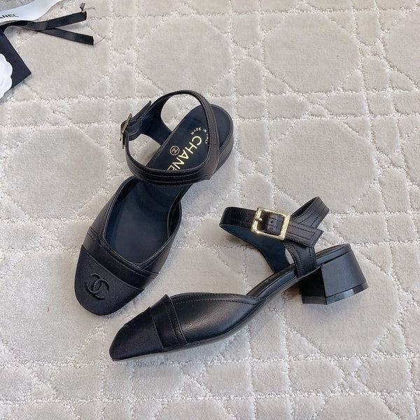 slingback in pelle di vitello nera e grosgrain nero
