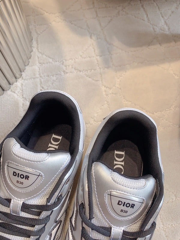 CD B30 Sneaker Grigio Bianco Mix Nero Tessuto a Rete in Poliestere e Pelle di Vitello