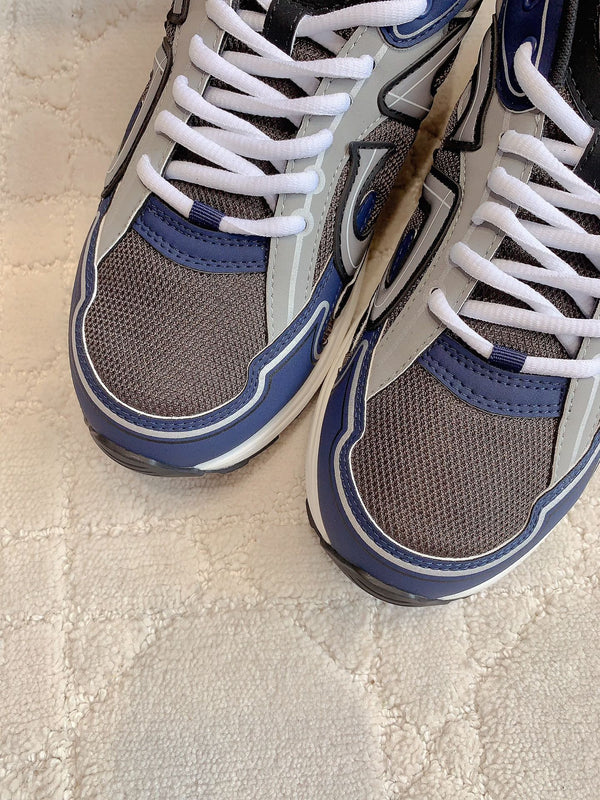 CD B30 Sneaker Marrone Blu Grigio Tessuto a Rete in Poliestere e Pelle di Vitello