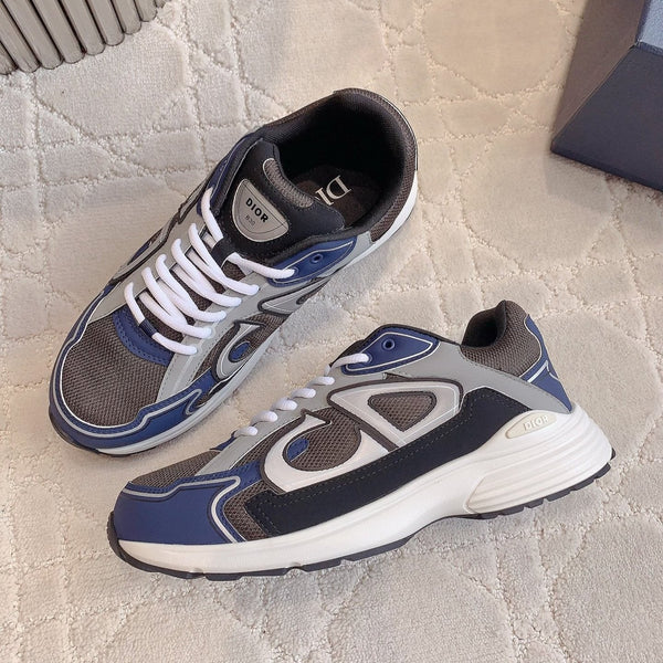 CD B30 Sneaker Marrone Blu Grigio Tessuto a Rete in Poliestere e Pelle di Vitello