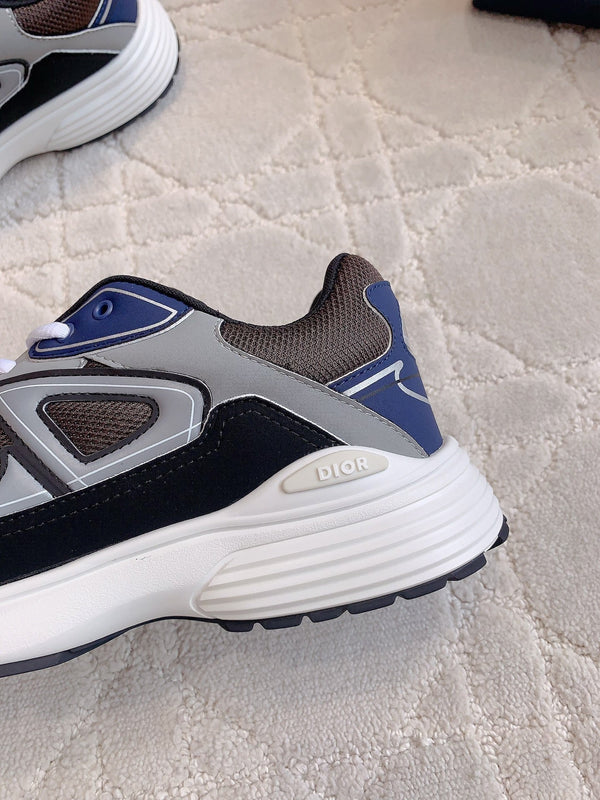 CD B30 Sneaker Marrone Blu Grigio Tessuto a Rete in Poliestere e Pelle di Vitello
