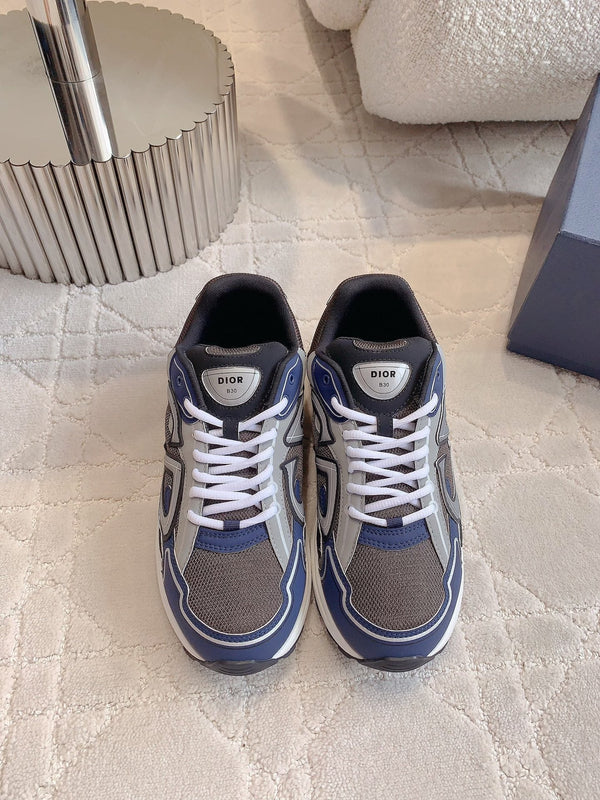 CD B30 Sneaker Marrone Blu Grigio Tessuto a Rete in Poliestere e Pelle di Vitello