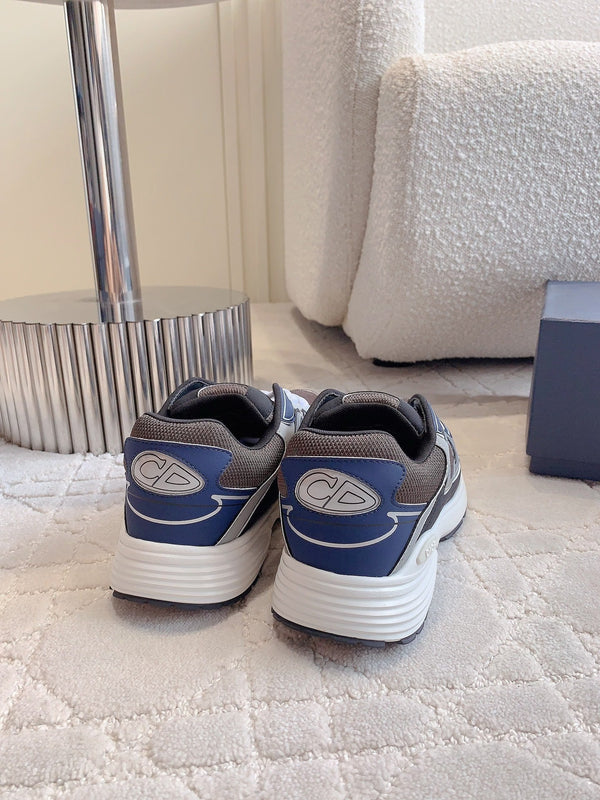 CD B30 Sneaker Marrone Blu Grigio Tessuto a Rete in Poliestere e Pelle di Vitello