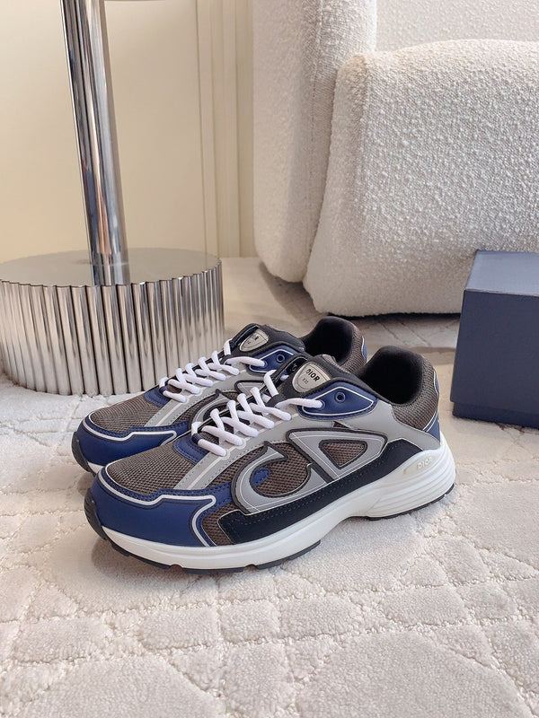 CD B30 Sneaker Marrone Blu Grigio Tessuto a Rete in Poliestere e Pelle di Vitello