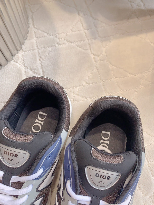 CD B30 Sneaker Marrone Blu Grigio Tessuto a Rete in Poliestere e Pelle di Vitello