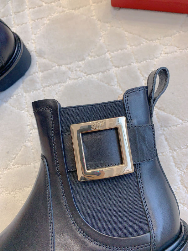 CD Vivie Roger Chelsea Ankle Boots in pelle di vacchetta nera liscia