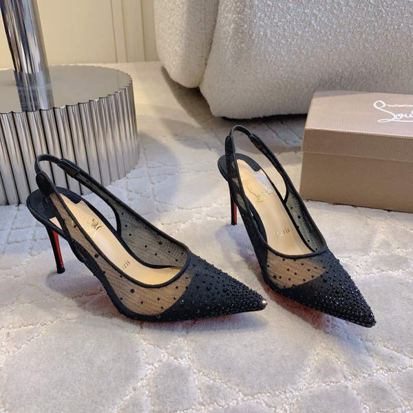 CL Follies Strass 85mm Black Mesh 177134