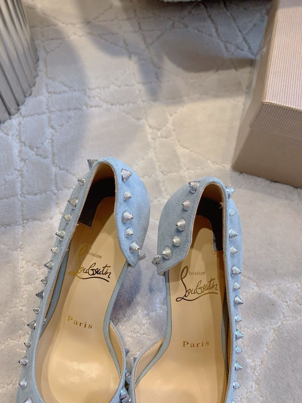 CL Irishell 85 Studded d'Orsay Pumps Light Sky Blue Suede 177128