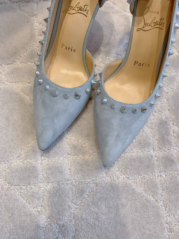 CL Irishell 85 Studded d'Orsay Pumps Light Sky Blue Suede 177128