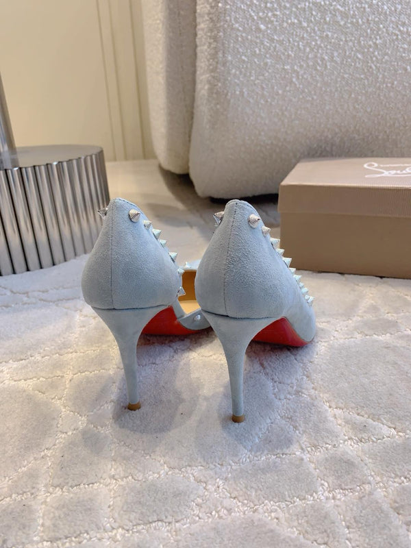 CL Irishell 85 Studded d'Orsay Pumps Light Sky Blue Suede 177128