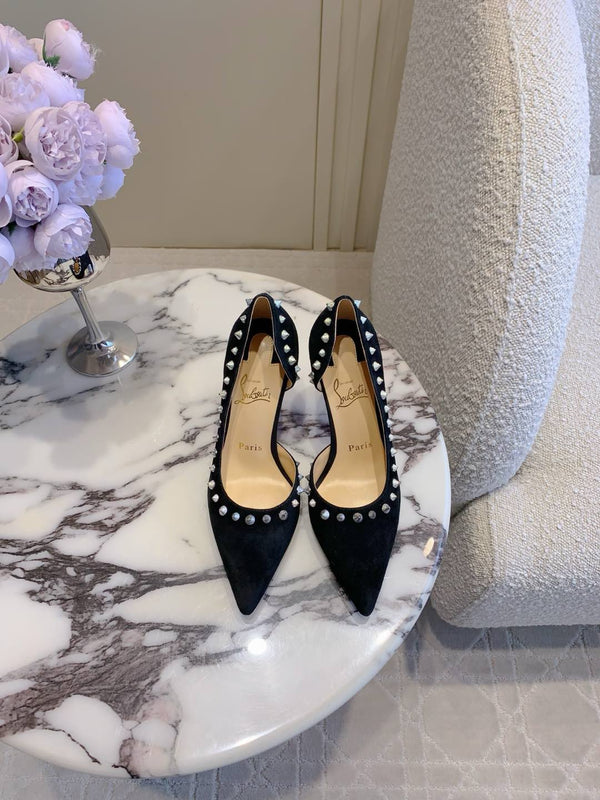 CL Irishell 85 Studded d'Orsay Pumps Black Suede 177126