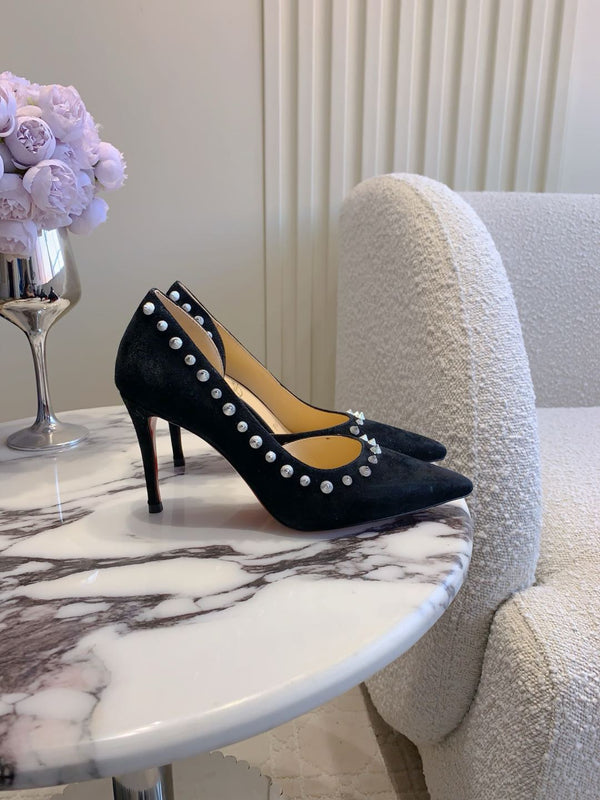 CL Irishell 85 Studded d'Orsay Pumps Black Suede 177126