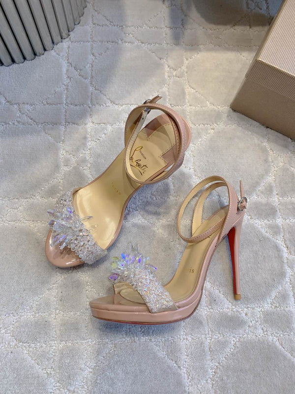 CL Crystal Queen 120 Sandal Nude Patent Leather 177123
