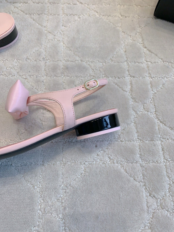 CC 26s Bow-Tie Flat Sandals Light Pink Lambskin 906130