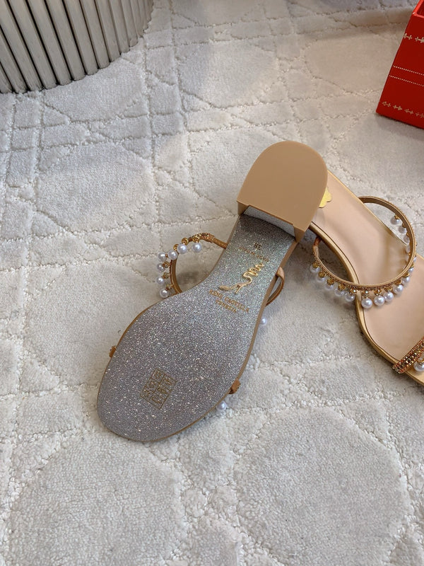 RC Pearl Slippers Gold Sheepskin 328433