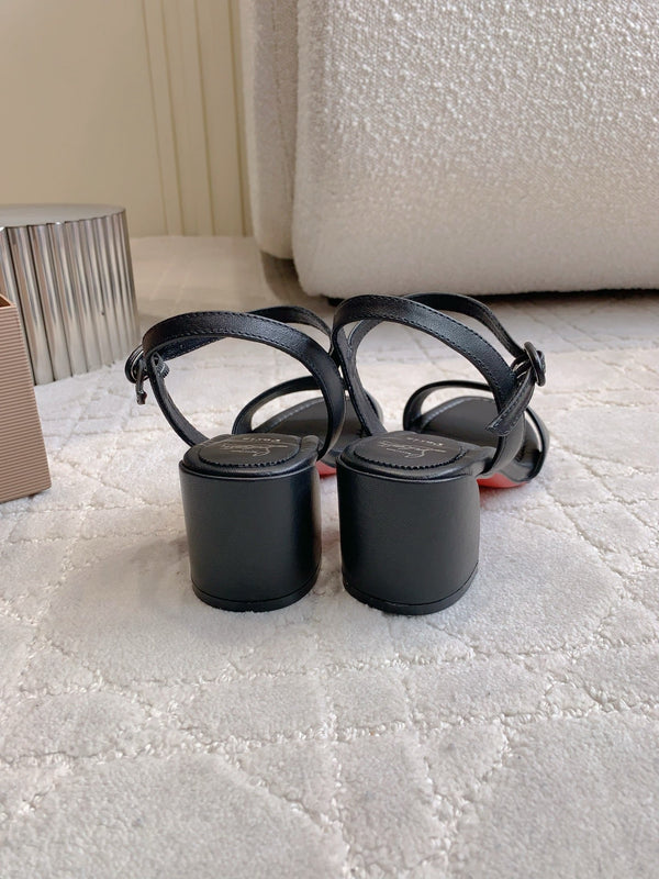 CL Simple Sandals Black Sheepskin 328455