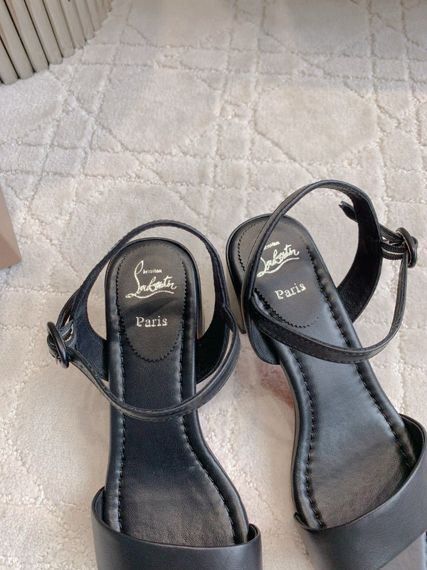 CL Simple Sandals Black Sheepskin 328455