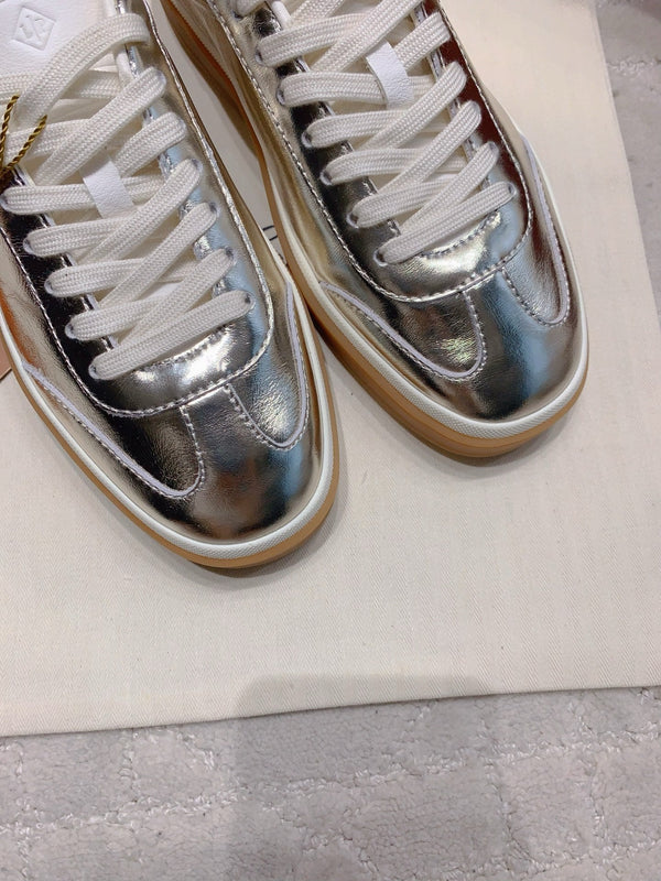 LP sneaker unisex style metallic silver sheepskin mix suede 382666