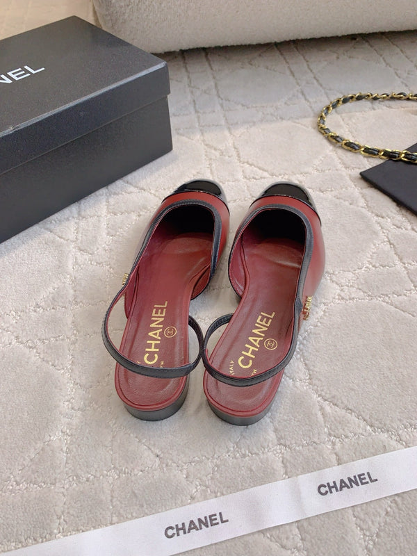 CC Cap Toe Slingback Black Red Lambskin 404283