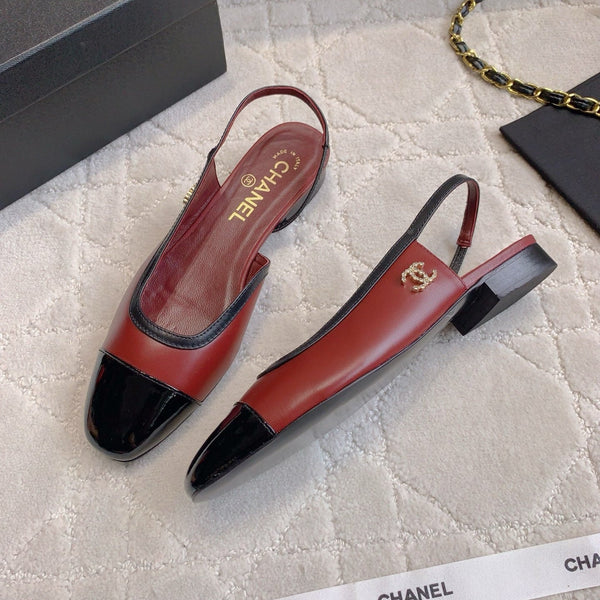 CC Cap Toe Slingback Black Red Lambskin 404283