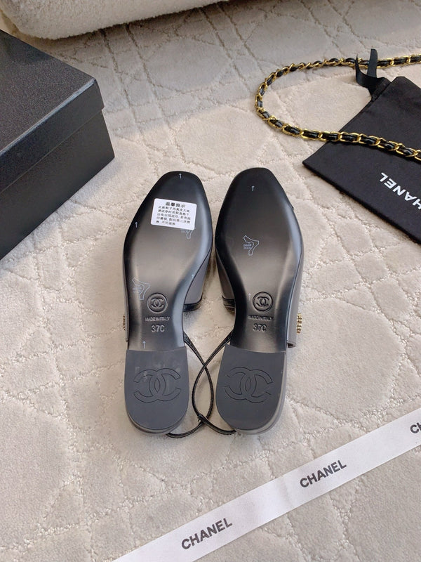 CC Cap Toe Slingback Black Gray Lambskin 404282