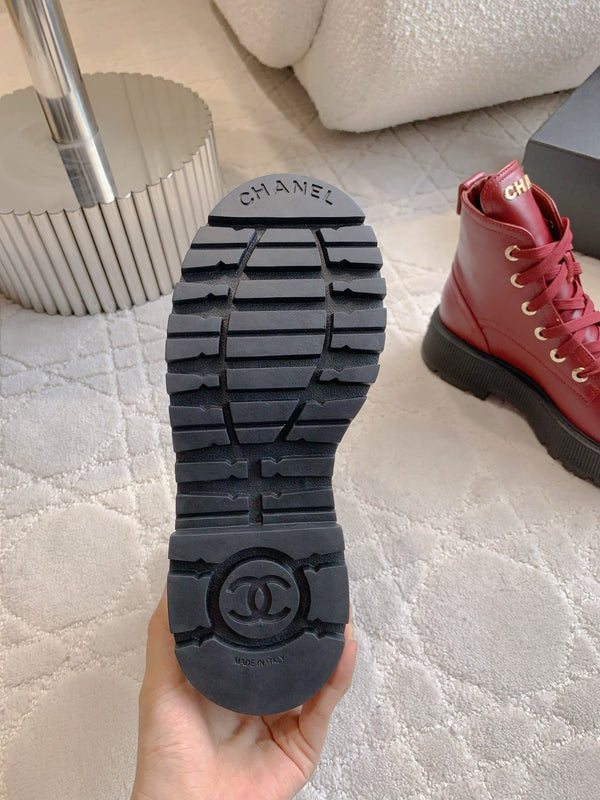 CC 24 Combat Boots 50mm Red Black Calfskin & Sheepskin 404287