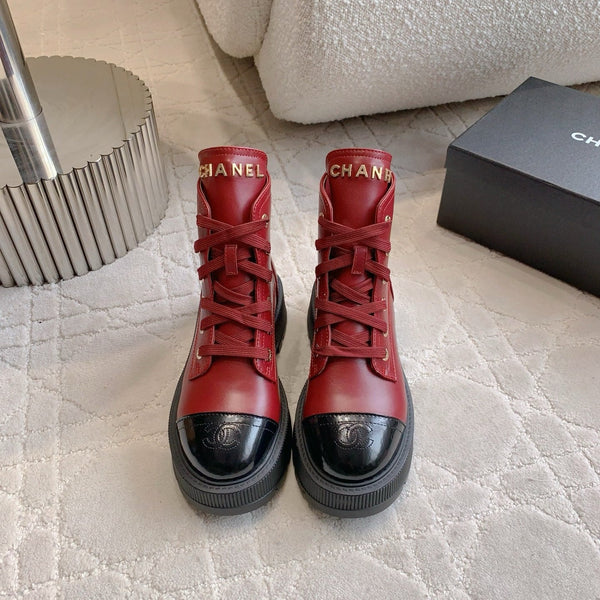 CC 24 Combat Boots 50mm Red Black Calfskin & Sheepskin 404287