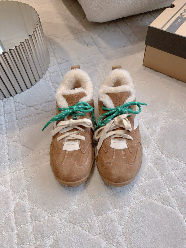 UGG Lanxuryee Cow Sneaker Brown Suede Shearling Lining 516901