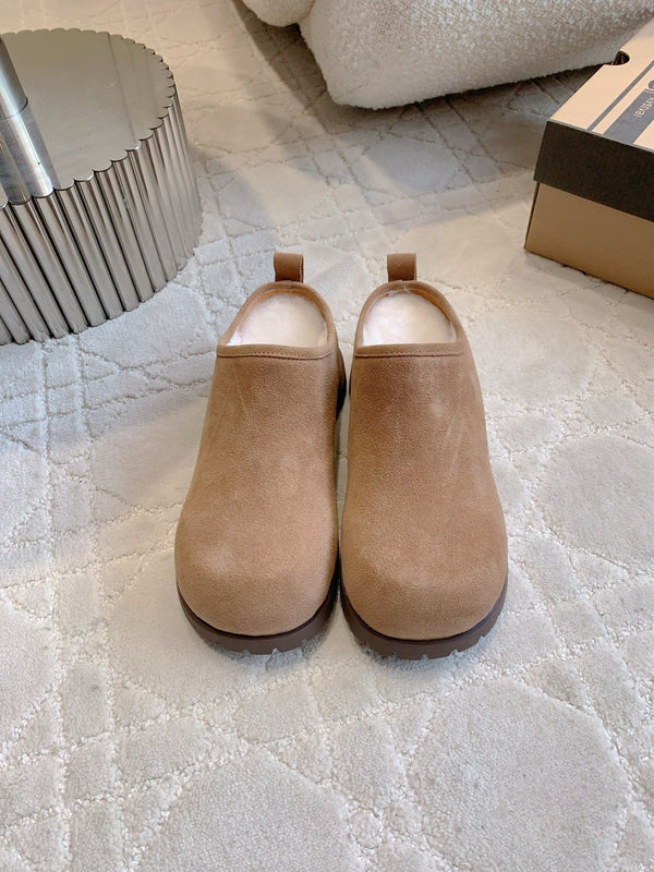 UGG Tazz Slippers Brown Wool Suede Fleece Lining 516913