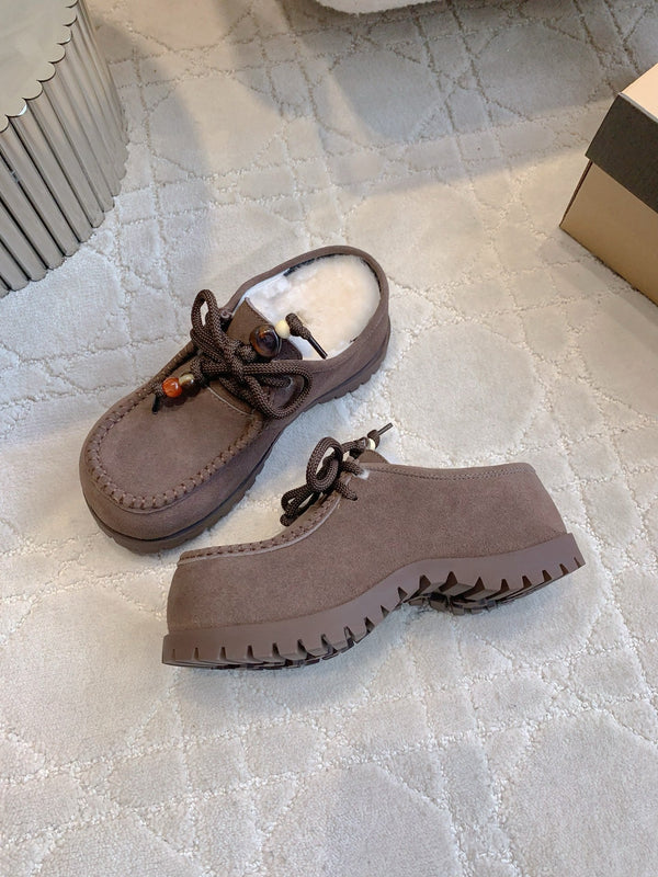 UGG Yupoo Loafers Burgundy Wool Suede Mule Fleece Lining 516909