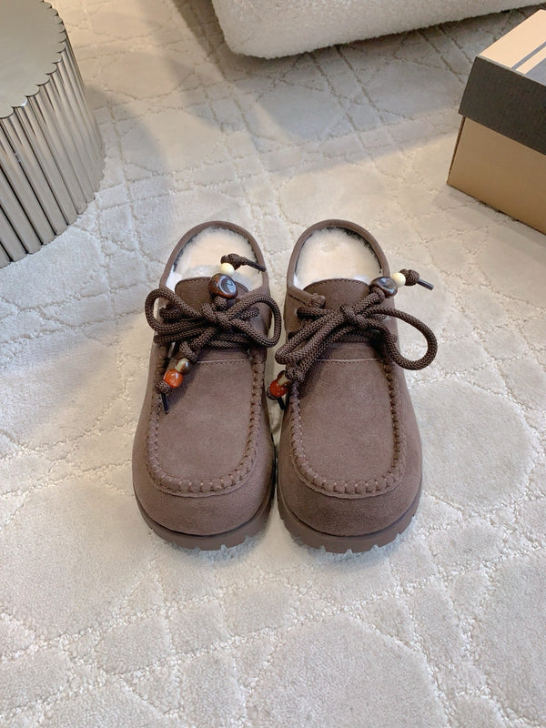 UGG Yupoo Loafers Burgundy Wool Suede Mule Fleece Lining 516909