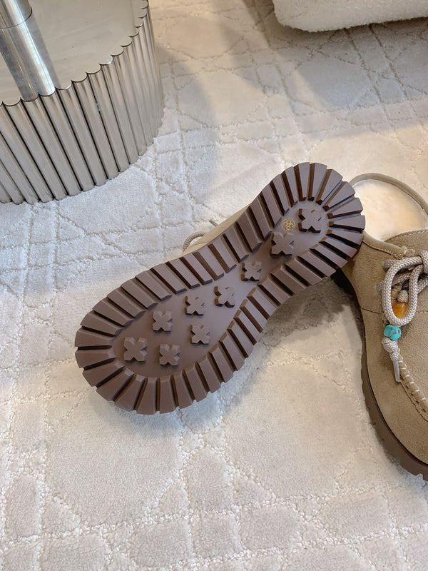 UGG Yupoo Loafers Khaki Wool Suede Mule Fleece Lining 516911