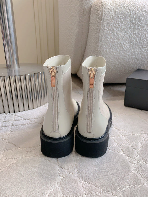 CC Nouvelle plateforme Bottines à talon Cheville Daim Taupe Clair Peau de Mouton