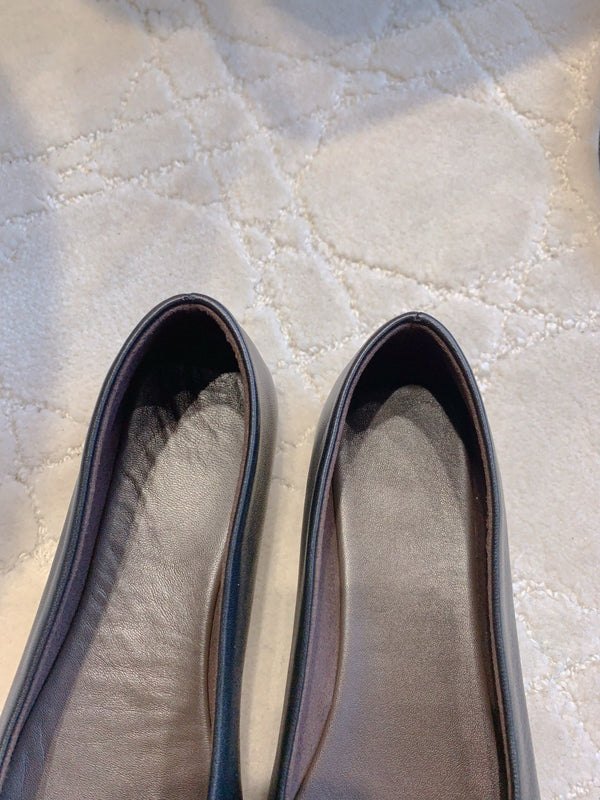 The Row 2025 Square-toe Ballet Flat Black Sheepskin 557431