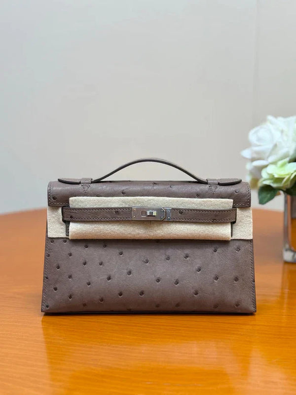 Sac Mini Kelly Hermès 2026 22 cm Cuir d'autruche 284424