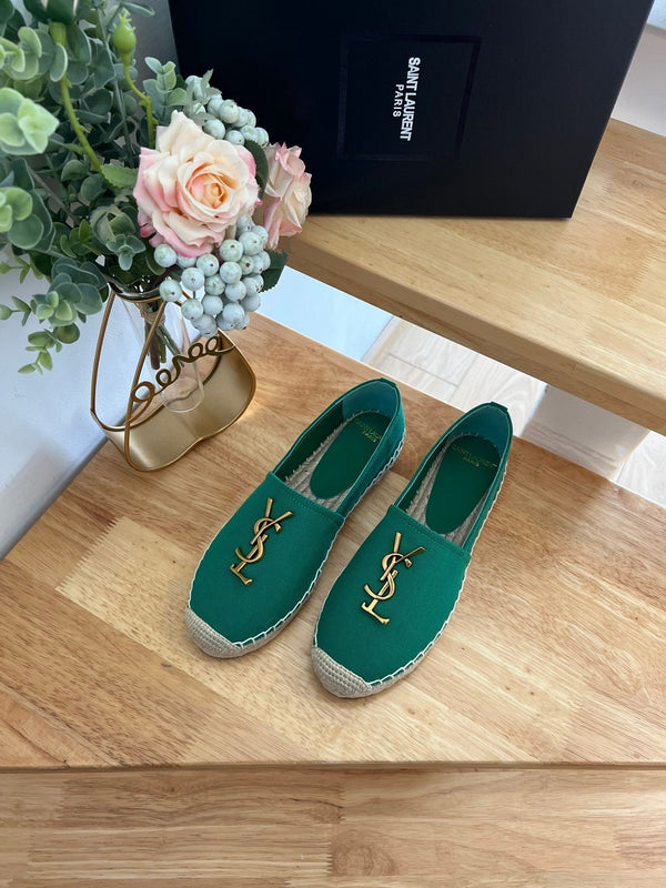 SL YVES LOGO SLIP ON DARK GREEN CANVAS